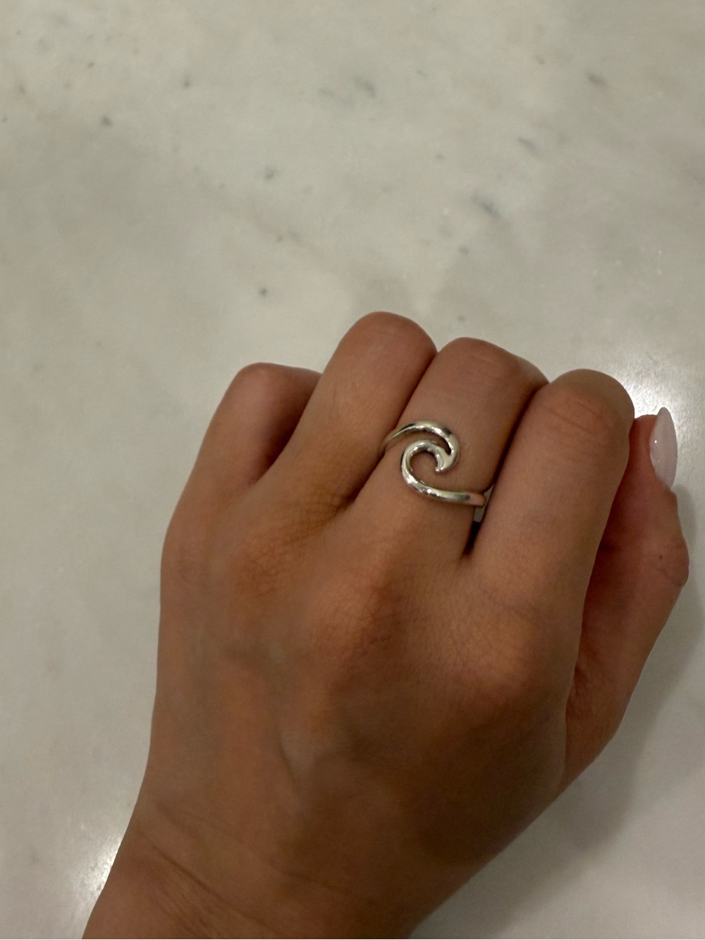 Sterling Wave Open Ring - Silver